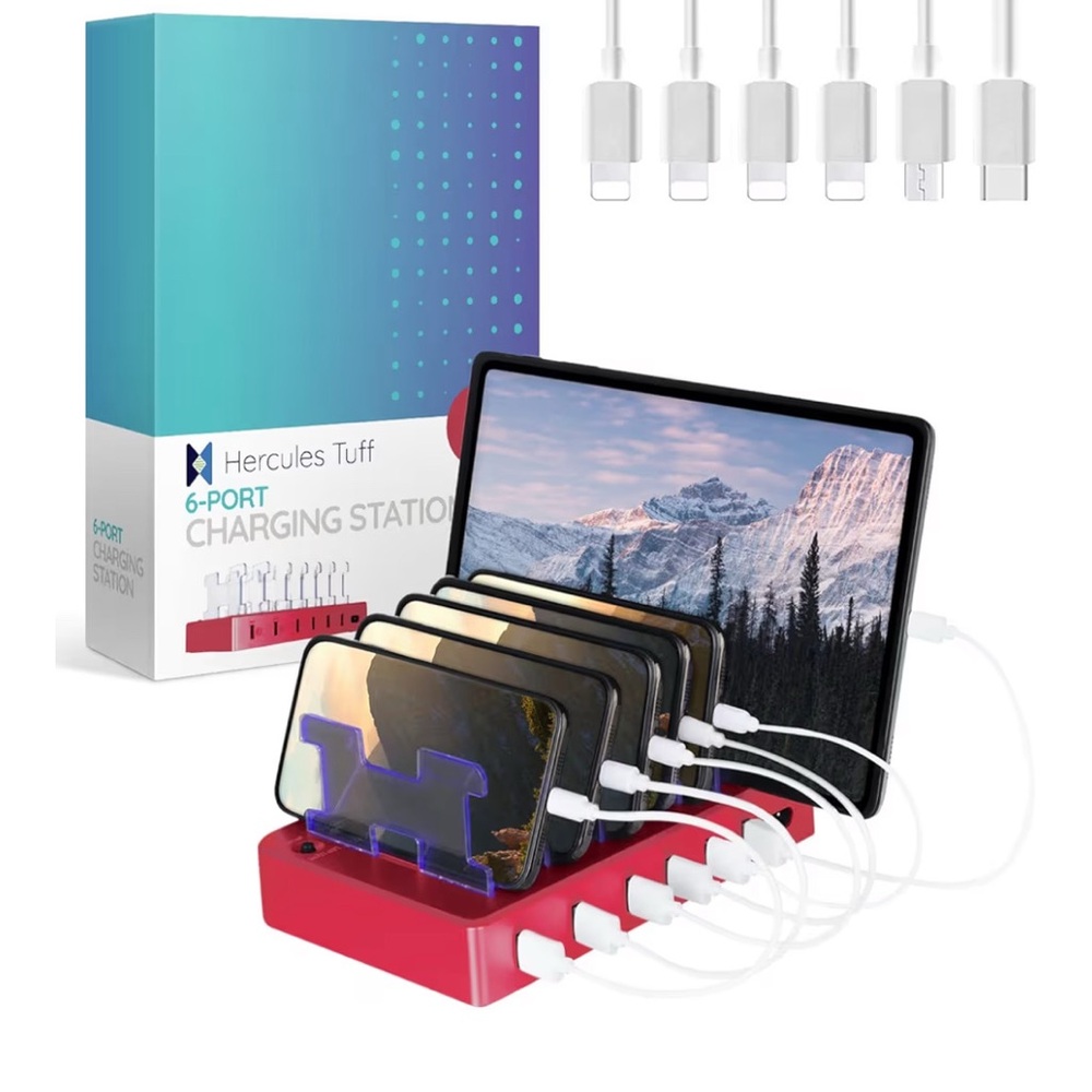 Hercules Tuff Red 6-Port Charging Station
